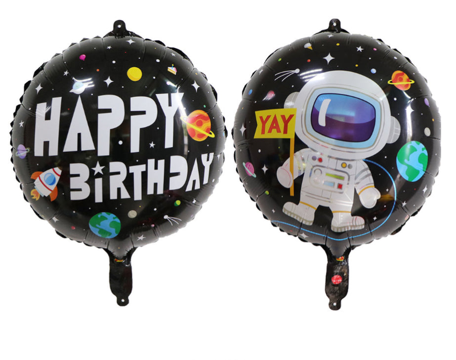 Happy Birthday 18 Inch Round Foil Balloon Space Theme