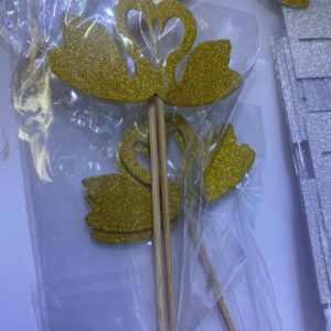 Glitter Swan 2pc Cupcake Topper Set