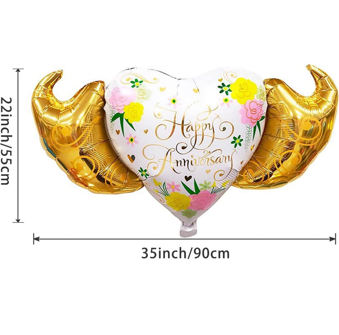 Happy Anniversary White Heart with Wings