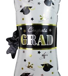 Graduation Diploma Black and White Foil Balloon
