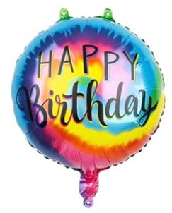 Happy Birthday 18 Inch Round Foil Balloon Colourful Tie Dye