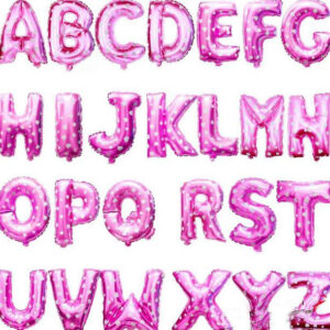 Alphabet Pink with White Hearts 16 Inch Letters Foil Balloon