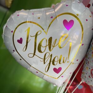 I Love You Pink And White Heart Foil Balloon