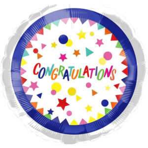 Congratulations Blue Border 18 Inch Round Foil Balloon