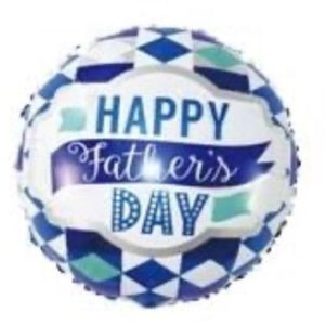 Happy Father’s Day Blue Diamonds Pattern 18 Inch Round Foil Balloon