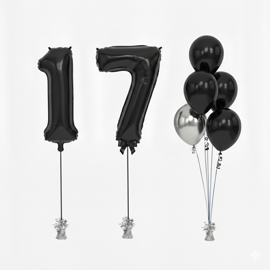 Double Digit Black 40” Number Balloon Bouquet