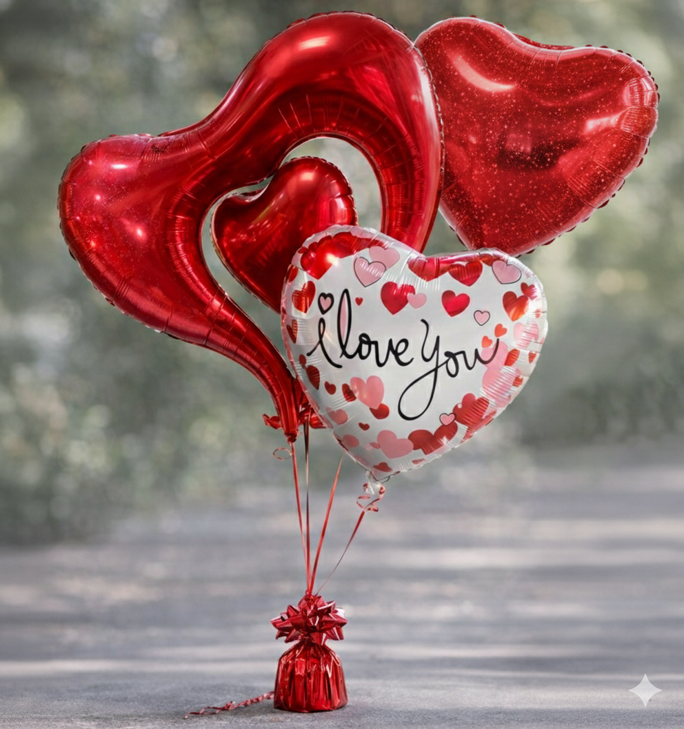 Valentine’s Day Heart-shaped Foil Balloon Bouquet