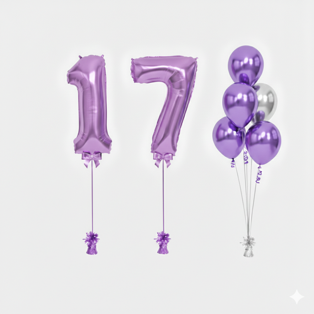Double Digit Purple 40” Number Balloon Bouquet