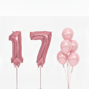 Double Digit Rose Pink 40” Number Balloon Bouquet