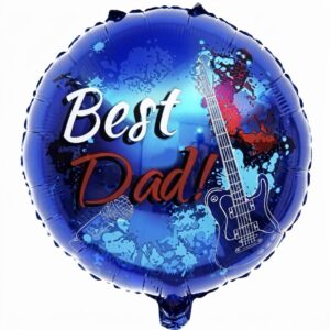 Best Dad Blue with Guitar 18 Inch Round Foil Balloon
