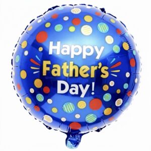 Happy Father’s Day Blue with Colourful Dots 18 Inch Round Foil Balloon
