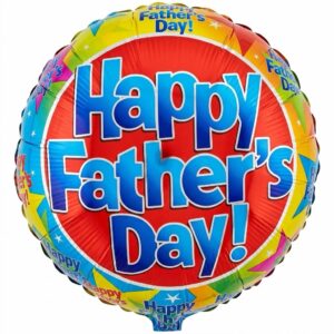 Happy Father’s Day Red with Yellow Border 18 Inch Round Foil Balloon