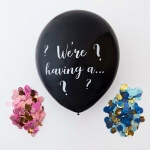 Gender Reveal We're Having A 36 Inch Black Latex Balloon With Confetti