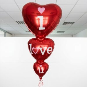 I Love You Triple Hearts Tower Foil Balloon