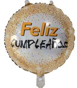Spanish Round 18 Inch White and Gold Edge Foil Balloon