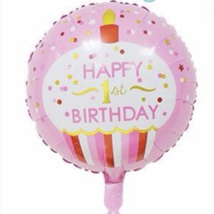 Happy First Birthday 18 Inch Round Foil Balloon